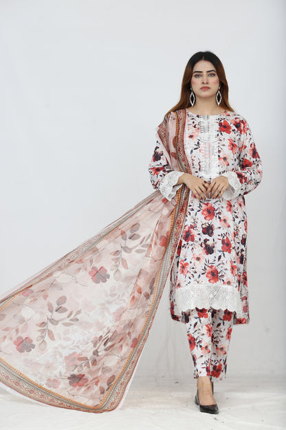 Baroque Embroidered With Patches Lawn 3PC
