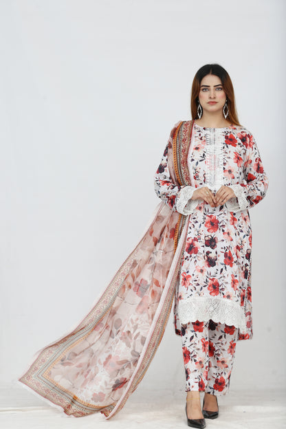 Baroque Embroidered With Patches Lawn 3PC