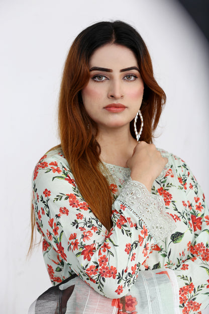 Baroque Embroidered With Patches Lawn 3PC