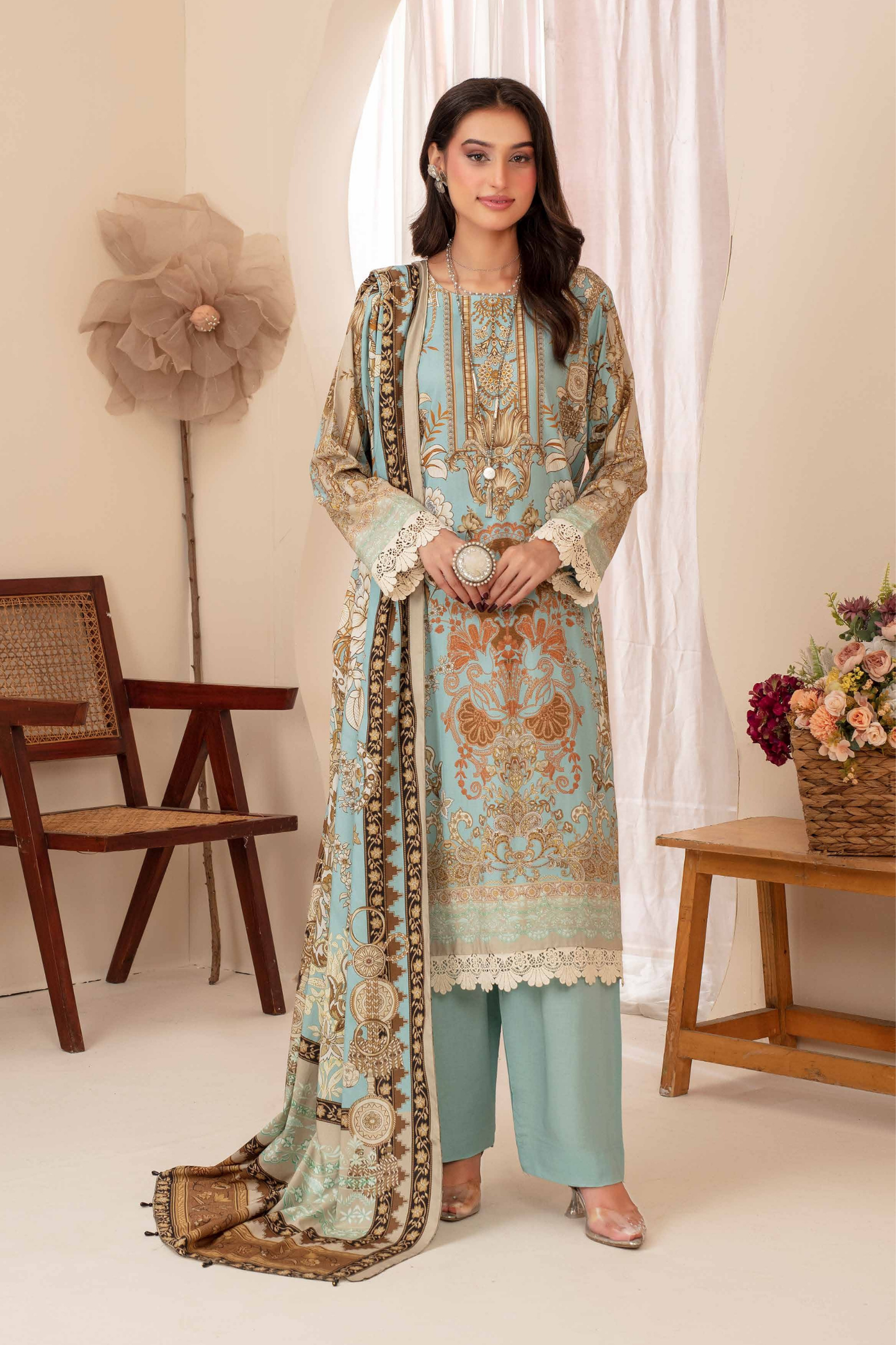 Feroza Digital Printed Linen 3PC