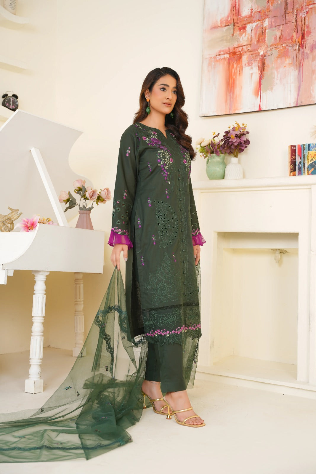 Bin Ilyas Cambric Embroidered 3PC
