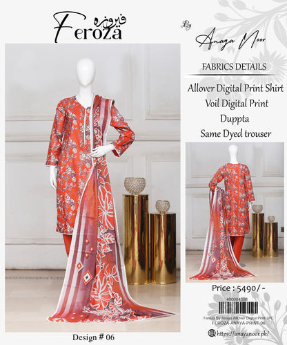 Feroza By Anaya Noor Printed Lawn 3-PC