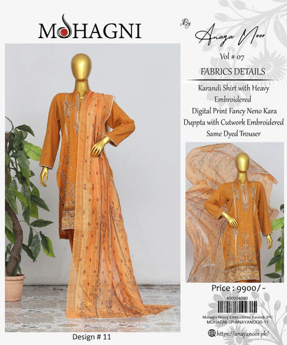 Mohagni By Anaya Noor Emb Karandi 3-PC