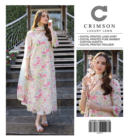 Crimson Digital Printed Lawn 3PC