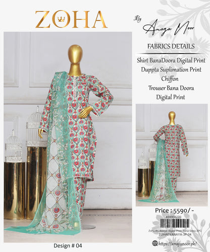 Zoha By Anaya Noor Print Bana Dora 3-PC