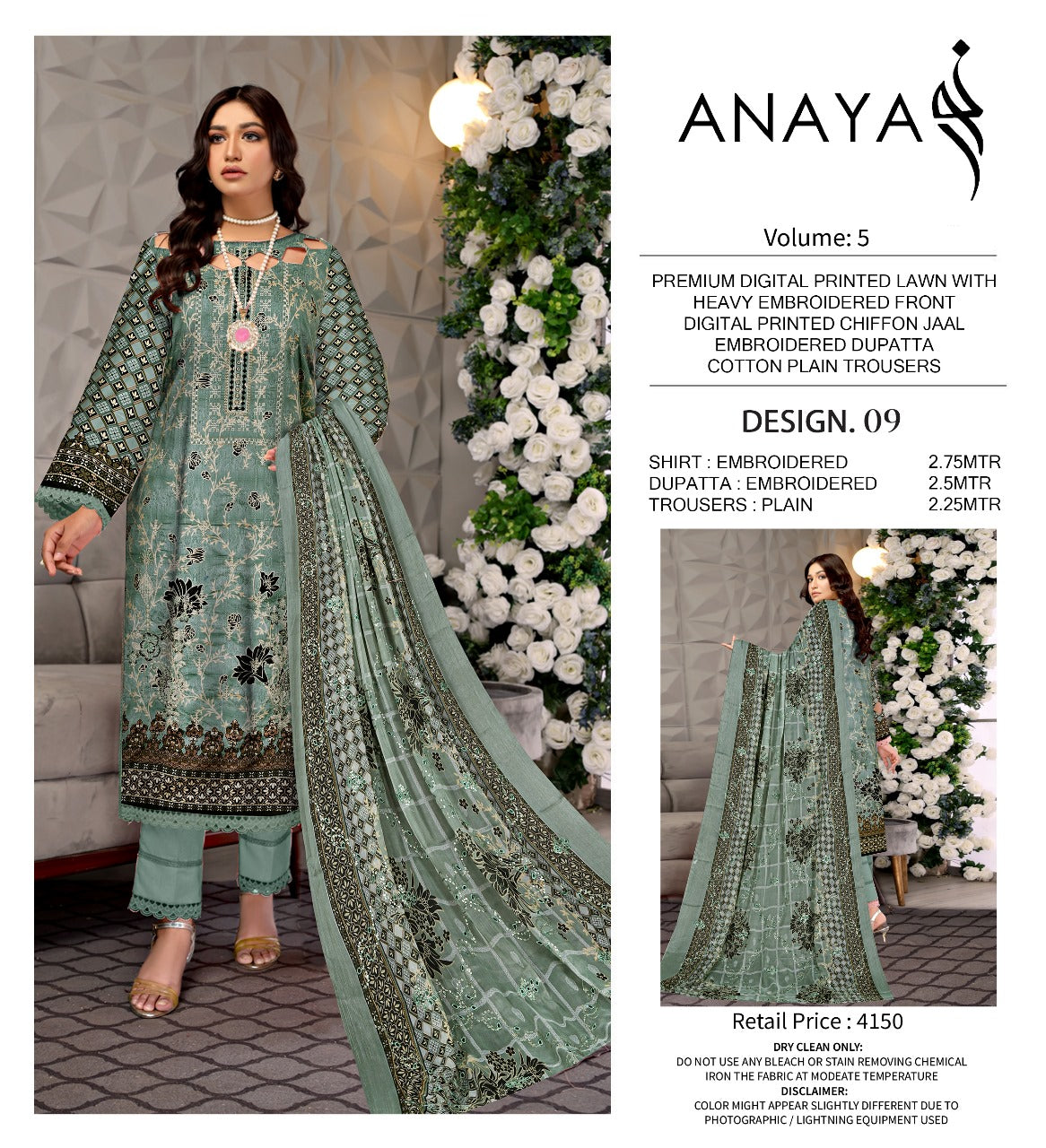 Anaya Noor Vol-3 Unstitched 3-Piece Embroidered Lawn 2024