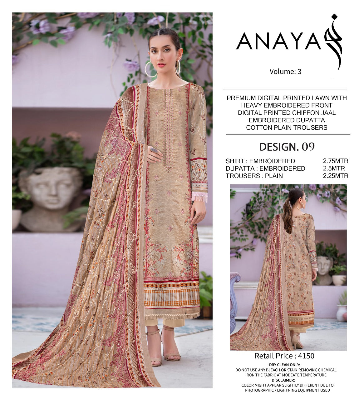 Anaya Noor Vol-3 Unstitched 3-Piece Embroidered Lawn 2024