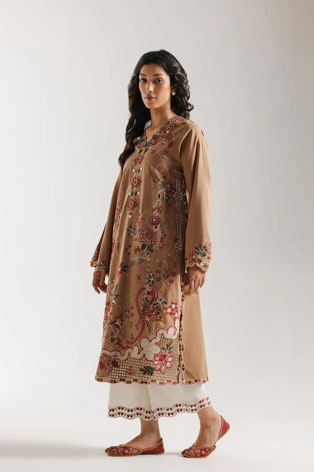 Ethnic Plain Emb Lawn 2PC