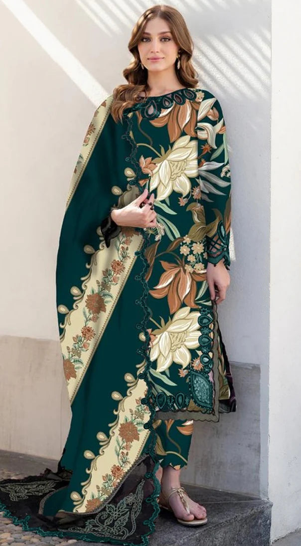 Baroque Embroiderd & Digital Printed Lawn 3PC