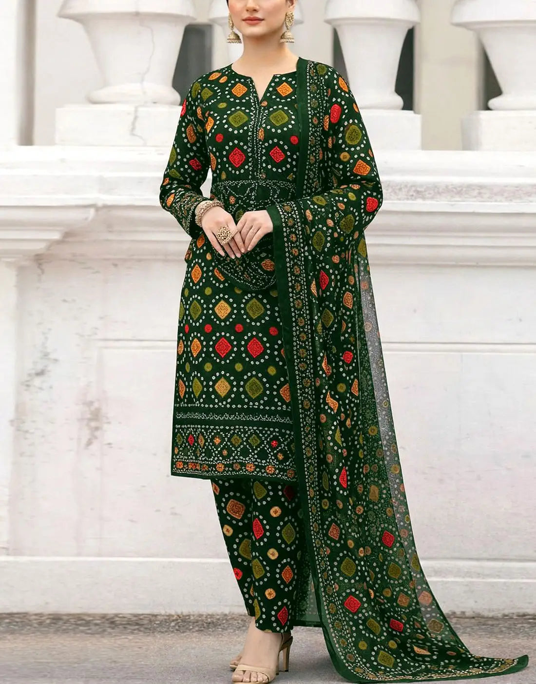 Aneelas Embroiderd & Digital Printed Lawn 3PC