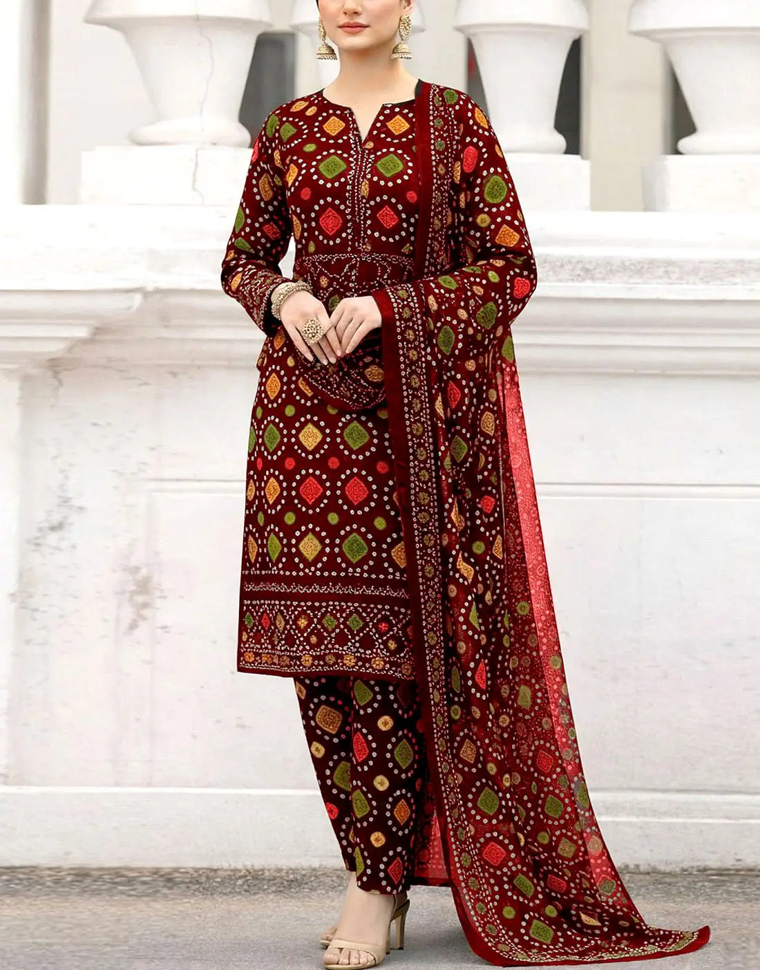 Aneelas Embroiderd & Digital Printed Lawn 3PC
