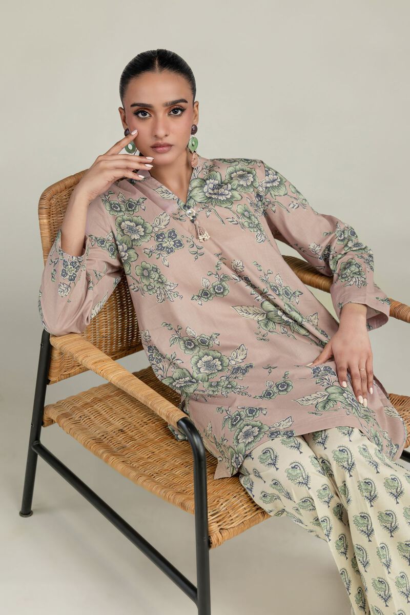 Khaadi Plain Embroidered Stitched Lawn 2PC